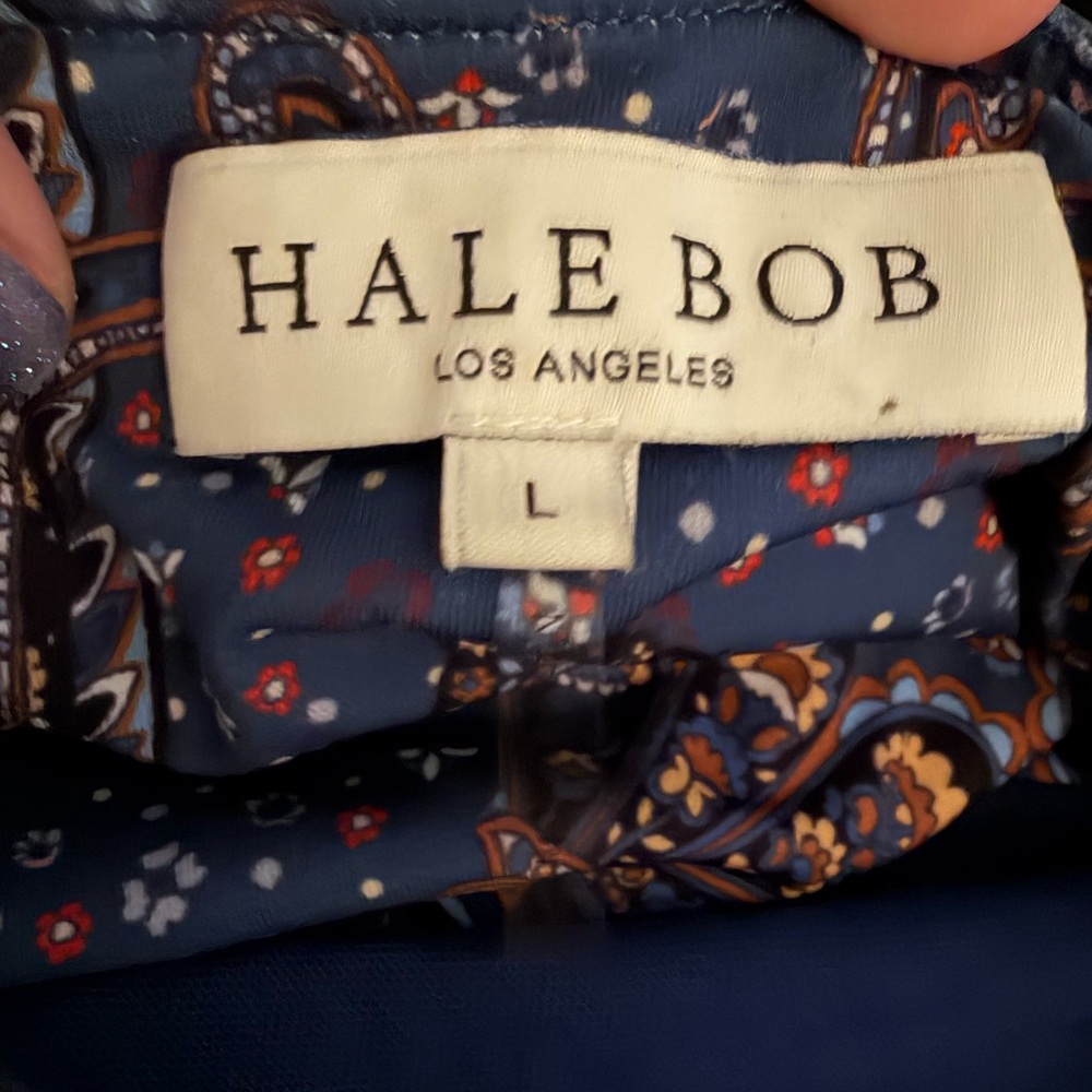 Hale Bob Navy and Brown Paisley Long Sleeve Dress - Picture 8 of 9